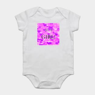 It's A Girl! Lavender Hearts Baby Bodysuit